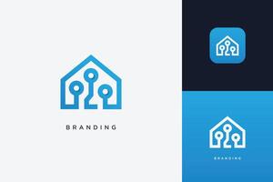 House Line Tech Building Logo Modern Structure vector