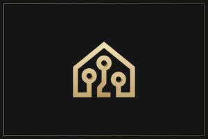 House Line Tech Building Logo Modern Structure gold vector