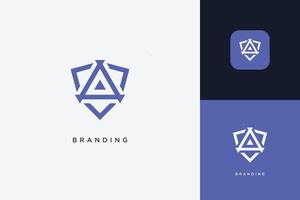 Tri Shield Abstract Digital App Brand Logo vector