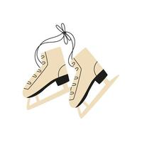 Winter shoe pair for ice skating. Skates with laces. Flat illustration isolated on white background. vector