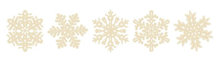 Paper snowflakes collection isolated on white background. Flat snow icons, silhouette. Nice element for Christmas banner, cards. New year ornament. vector