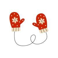 Mittens with elastic. Warm outerwear item. Winter Casual Wear. Flat illustration isolated on white background. vector