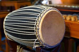 Glong Pong Pong is a type of local drum used to play in Lanna folk bands in northern Thailand. It produces the notes Do and Sol. photo