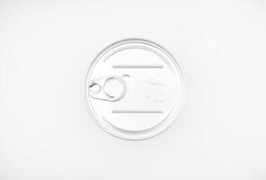 Shiny lid of a tin can on a white background. photo