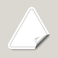 White sticker mockup. Blank label triangle paper emblem with curled edge. Copy space. Badge for preview tag, label, price tag vector