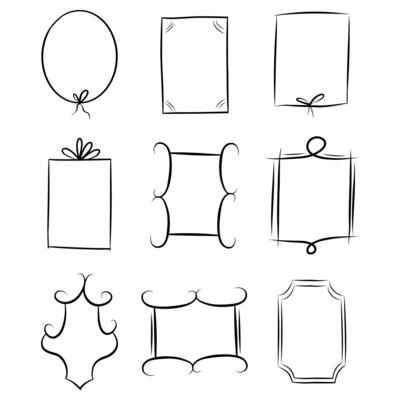 Hand drawn frames. Vintage doodle sketch picture frame. Hand Drawn Frames Collection Isolated on White background