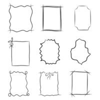 Hand drawn frames. Vintage doodle sketch picture frame. Hand Drawn Frames Collection on White background vector