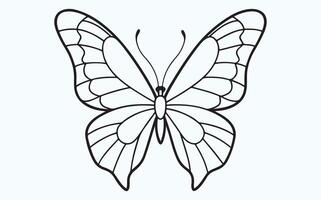 Elegant Butterfly Wings in Line Art image vector