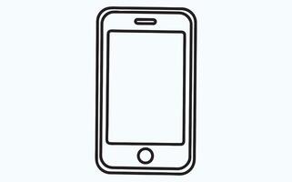 Mobile phone line drawing image vector