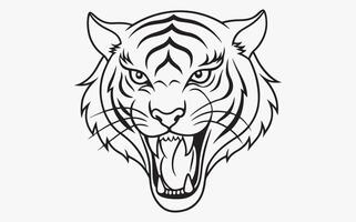 Minimal Abstract tiger head sketch art vector