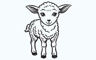 Minimalist Lamb line art image vector