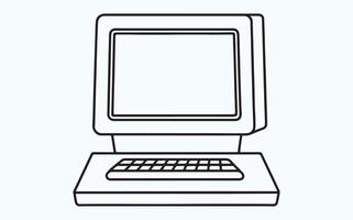 Detailed Computer Setup Outline vector