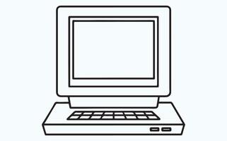 Minimalist Computer Line Drawing image vector