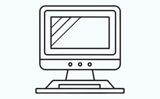 Minimalist Computer Line Drawing icon vector