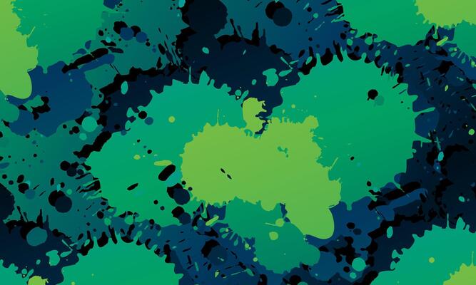 Bright colorful watercolor splash splatter stain brush strokes green blob paint.
