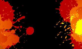 Orange watercolor stains. bright paint on black background. blob watercolor with copy space. vector