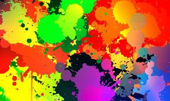 Bright colorful watercolor splash splatter stain brush strokes smooth blob ink. vector