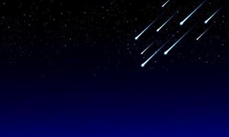 Dark galaxy background falling comets. Stardust and bright shining stars in universal. vector