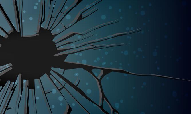 Blue wall surface with crack black hole.