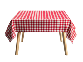 A red and white checkered tablecloth on a table png