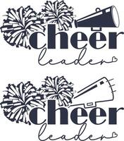 2 Styles Cheer Leader, Cheerleading, Cheer Pom Poms Files vector