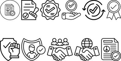 Approve Related Line Icons set collection designs vector