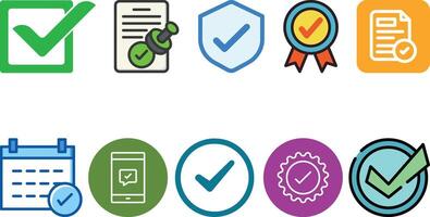 Approve Related Line Icons set collection design vector