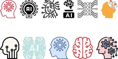 Artificial Intelligence icon set collection design vector