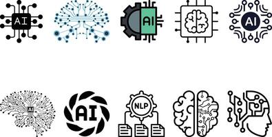 Artificial Intelligence icon set collection. vector