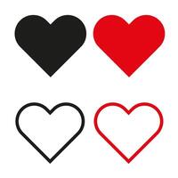 Full heart and in line. Heart in different colors. Flat style for graphic and web design. vector