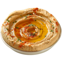 Hummus dip with parsley on transparent background. png