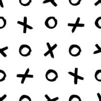 Hand drawn pencil brush cross and a zero seamless pattern, tic tac toe pattern. Hand drawn sketch. vector