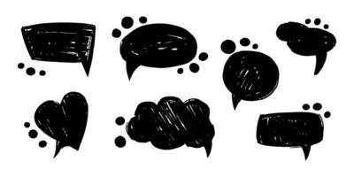Speech bubble, speech balloon, chat bubble hand drawn sketch, icons for apps and website. Brush elements, brush with crayon effect vector
