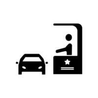 A black and white illustration of a man in a car vector