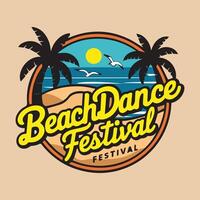 Beach dance festival design, summer design for a beach party with palm trees and vacation concept retro color summer ready for banner, poster, pod any print, item vector