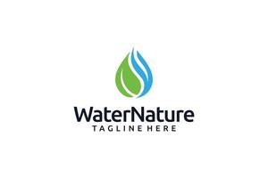Water drop green blue leaf logo design premium vector