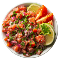 Shrimp ceviche in a bowl on transparent background png