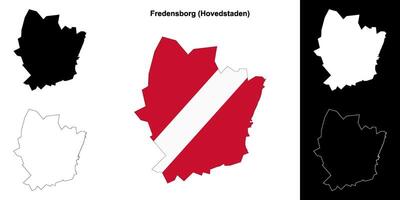 Fredensborg municipality outline map set vector