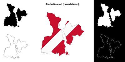 Frederikssund municipality outline map set vector