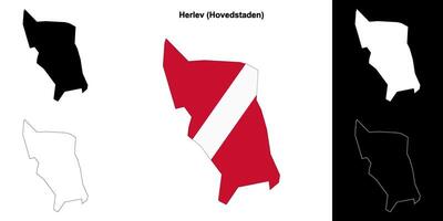 Herlev municipality outline map set vector
