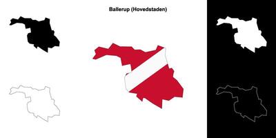 Ballerup municipality outline map set vector