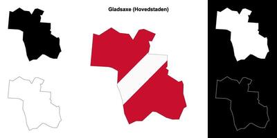 Gladsaxe municipality outline map set vector