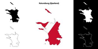 Kalundborg municipality outline map set vector