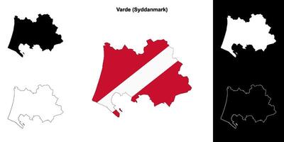 Varde municipality outline map set vector