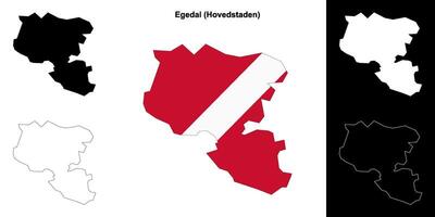 Egedal municipality outline map set vector