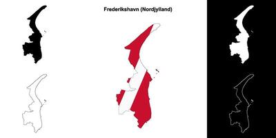 Frederikshavn municipality outline map set vector