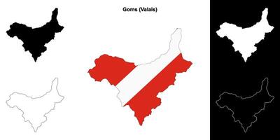 Goms blank outline map set vector