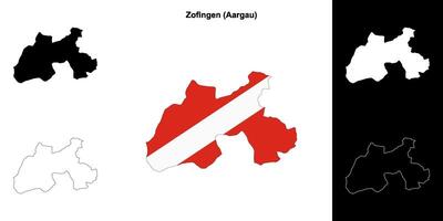 Zofingen blank outline map set vector