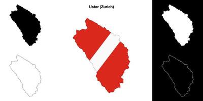 Uster blank outline map set vector