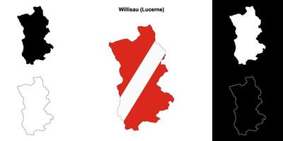 Willisau blank outline map set vector
